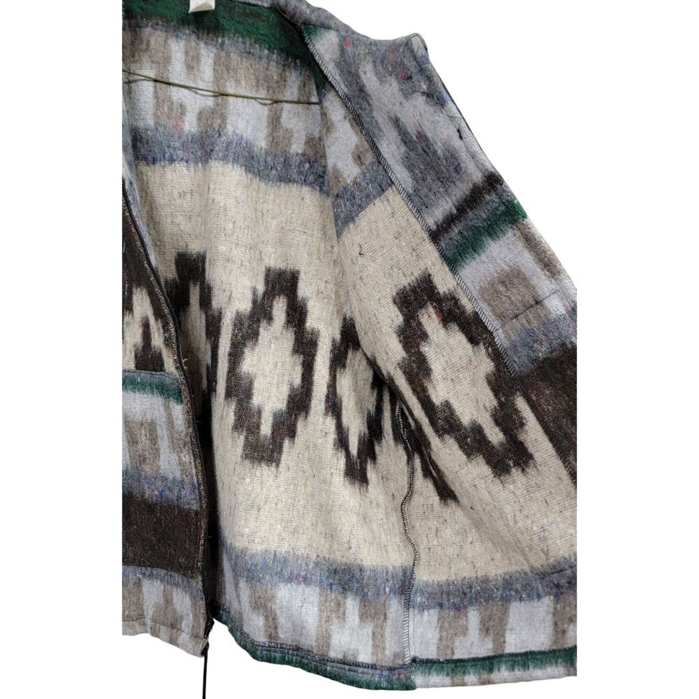 Molina Indian Drawin Southwestern Aztec Zip Up Fleece/Felted Jacket Vintage - Picture 5 of 12